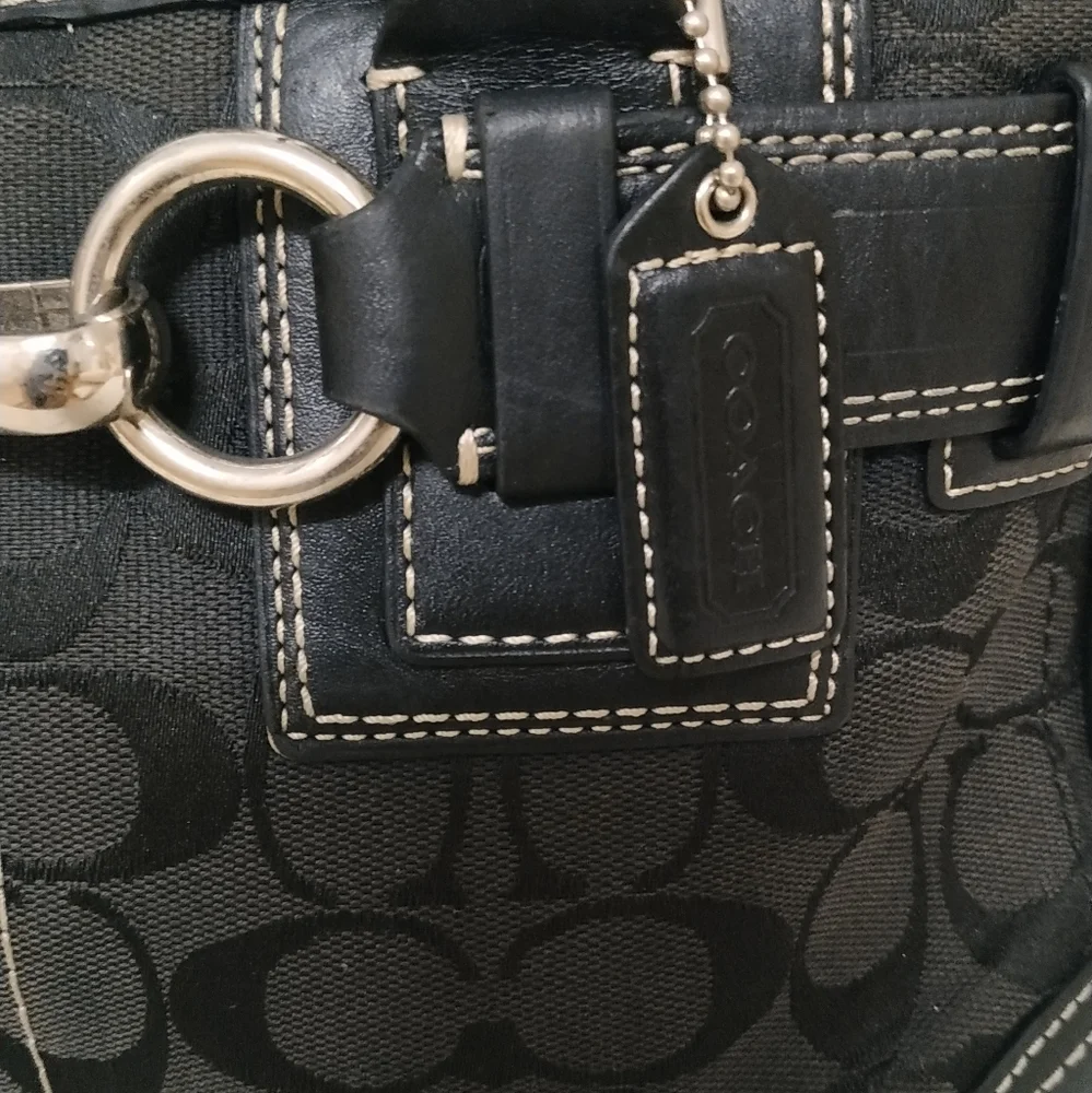 Coach Hampton Signature Black Canvas Satchel Handbag Shoulder bag - Picture 4 of 17